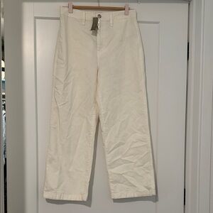 NWT J crew high rise slim wide leg pant linen cream natural color